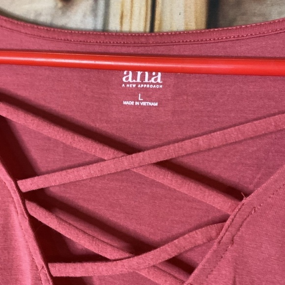 A.N.A. NWOT Stretchy Soft Long Sleeve Criss Cross Tunic Tee - Picture 2 of 3